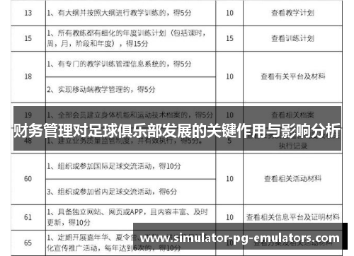 财务管理对足球俱乐部发展的关键作用与影响分析